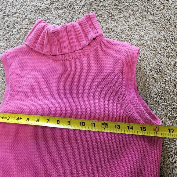 Vtg Sleeveless Turtleneck Sweater Womens M Pink 90s Preppy Boho Y2K Barbie Retro - Picture 8 of 9